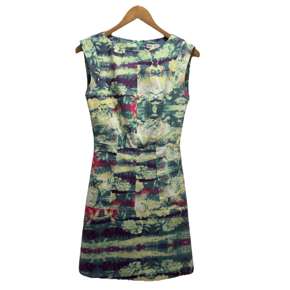 Reiss Women's Size 0 Multicolor Watercolor Floral Stretch A-Line Mini Dress euc